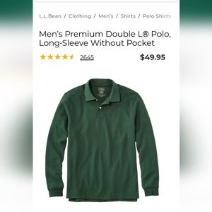 LL Bean Double L Polo Long Sleeve
